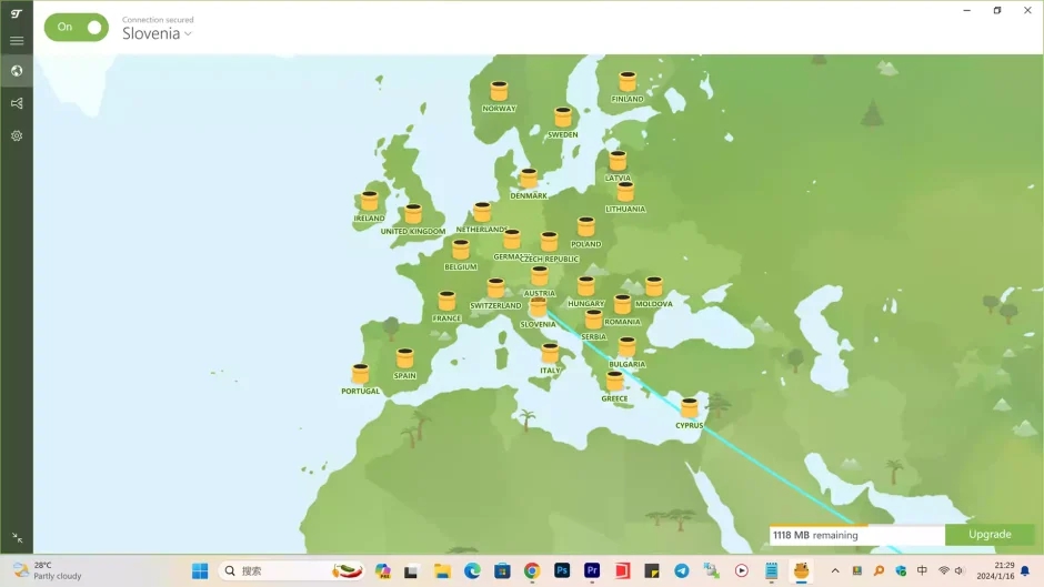 TunnelBear：免费服务器覆盖 48 个国家，每月有 2000MB 数据